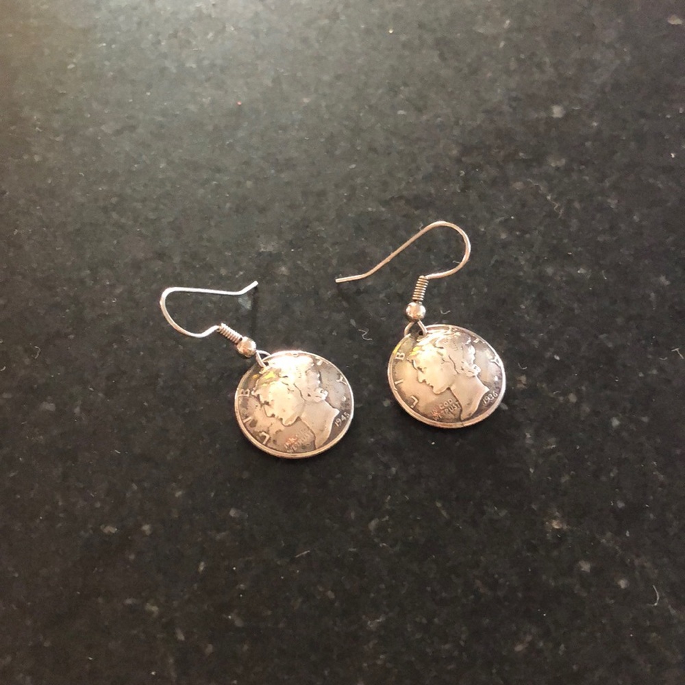 Vintage silver coin earring